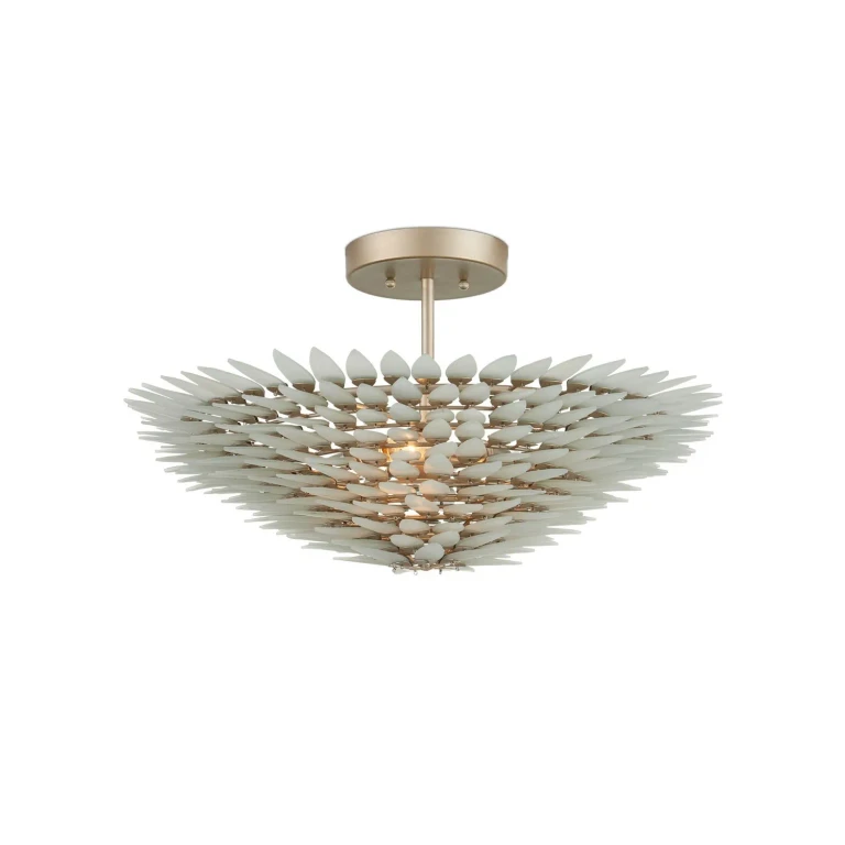 Frosted Contemporary Silver Semi-Flush Mount from the Dahlia Collection