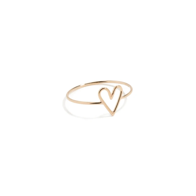 Zoe Chicco 14k Gold Tiny Open Heart Vertical Ring 14k Yellow Gold 8.5