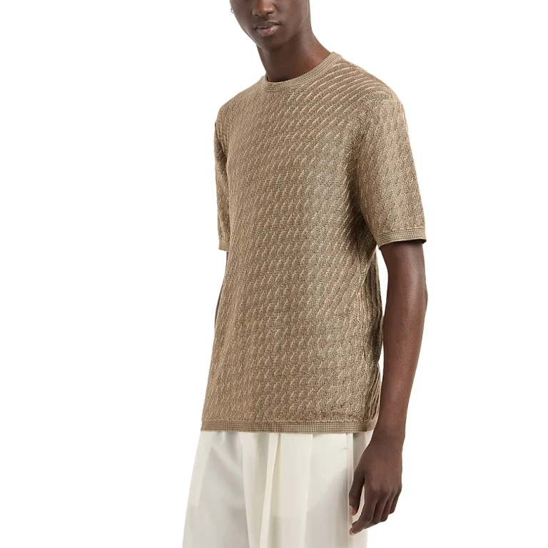 Emporio Armani Jacquard Short Sleeved Pullover Crewneck Sweater
