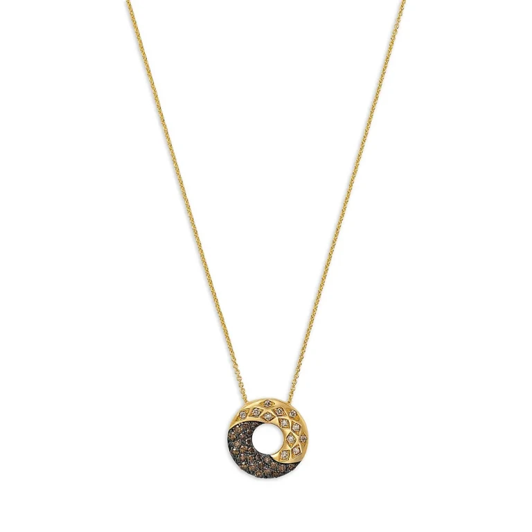 Multicolor Diamond Circle Necklace in 14K Yellow Gold, 0.42 tcw