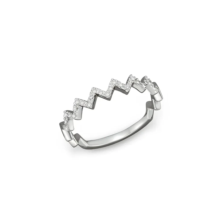 Diamond Zigzag Ring in 14K White Gold, 0.10 tcw