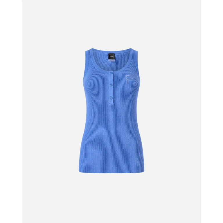 Pinko geripptes ärmelloses Top mit Monogramm