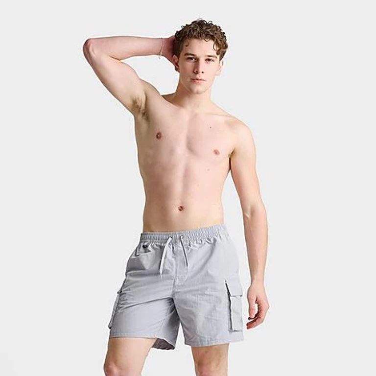 Nike Men's Packable Cargo 7" Swim Shorts in Grey Size: Small
