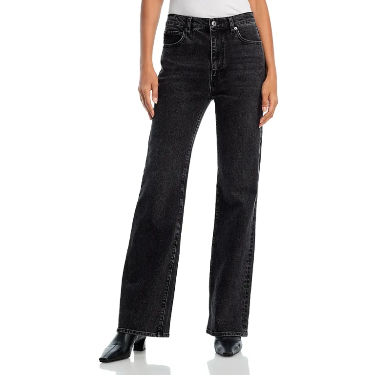 Frame The Arrow High Rise Bootcut Jeans in Black