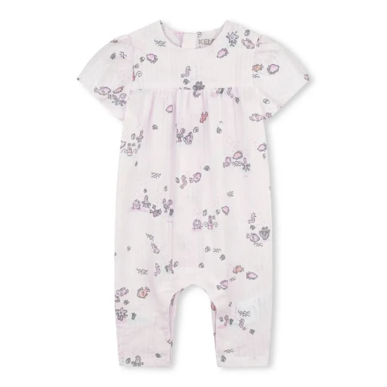 Kenzo Girls Graphic-Print Short Sleeve Romper