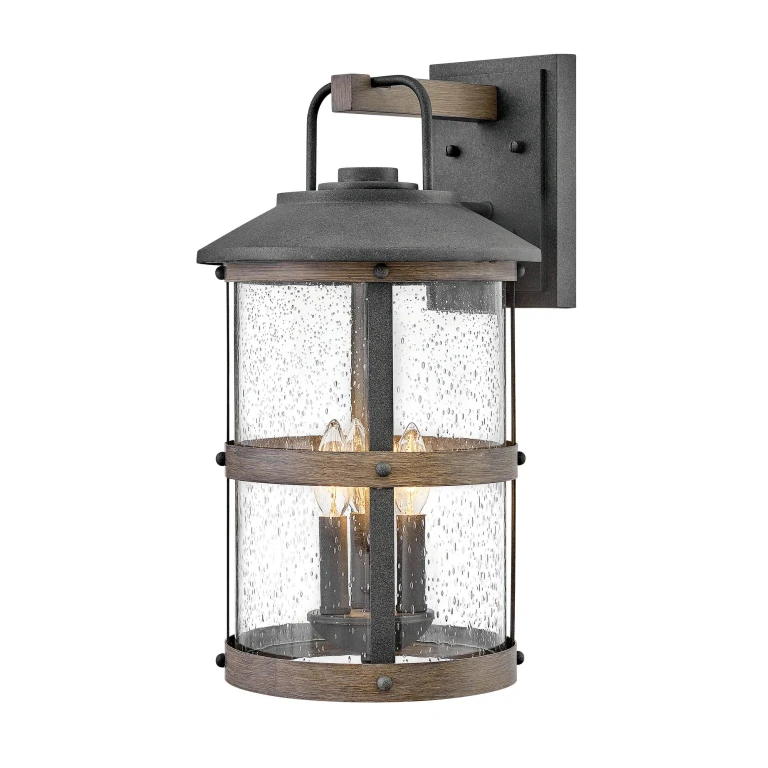 Aged Zinc LED Outdoor Lantern from the Lakehouse Collection