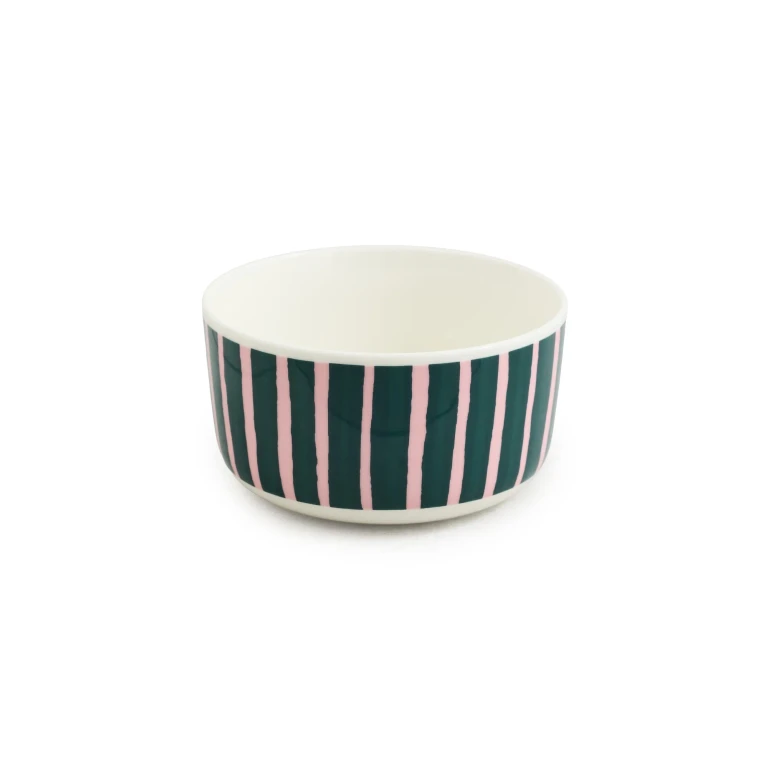 Marimekko Oiva Piccolo Bowl White/Pink/Dark Green One Size