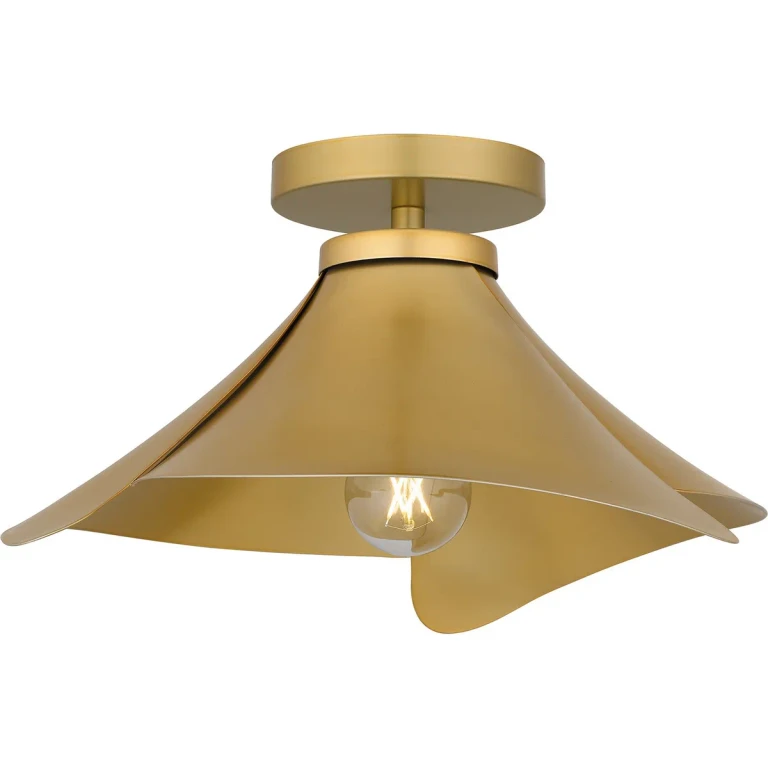 Light Gold One Light Semi Flush Mount from the Quoizel Semi-Flush Mount Collection