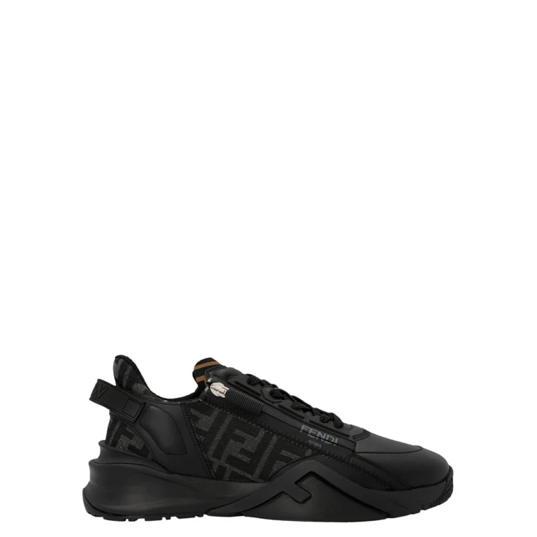 Fendi Multicolor Leather And Fabric Flow Sneakers
