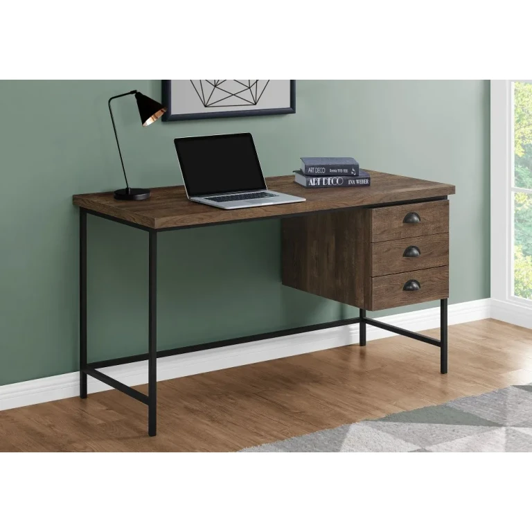 Industrial 55 Inch Brown Computer Desk