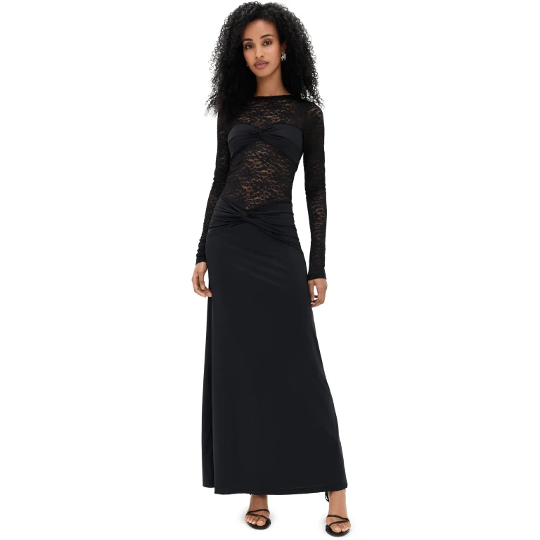 Runaway the Label Larna Sleeved Maxi Dress Black XS