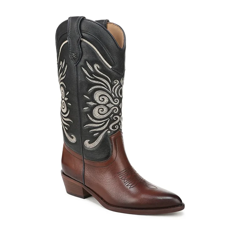 Sam Edelman Women's Robbie Leather Cowboy Boots