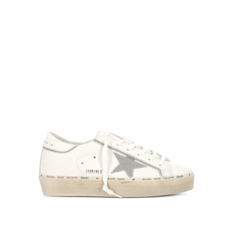 Golden Goose White And Platinum Leather Hi Star Sneakers