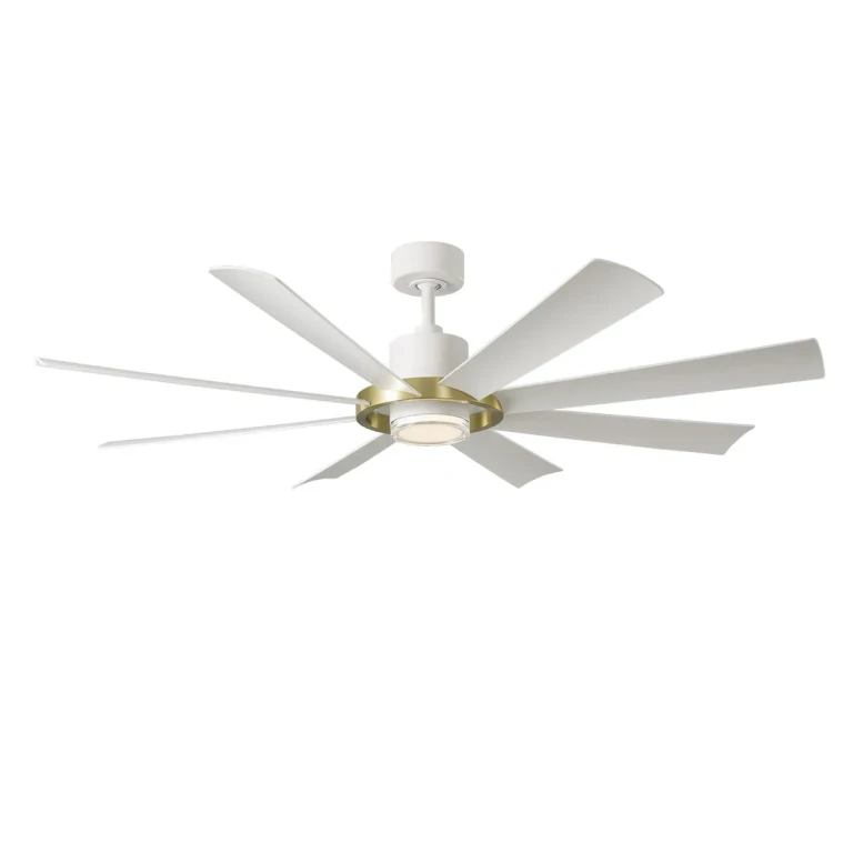 Soft Brass Matte White 60" Ceiling Fan from the Aura Collection