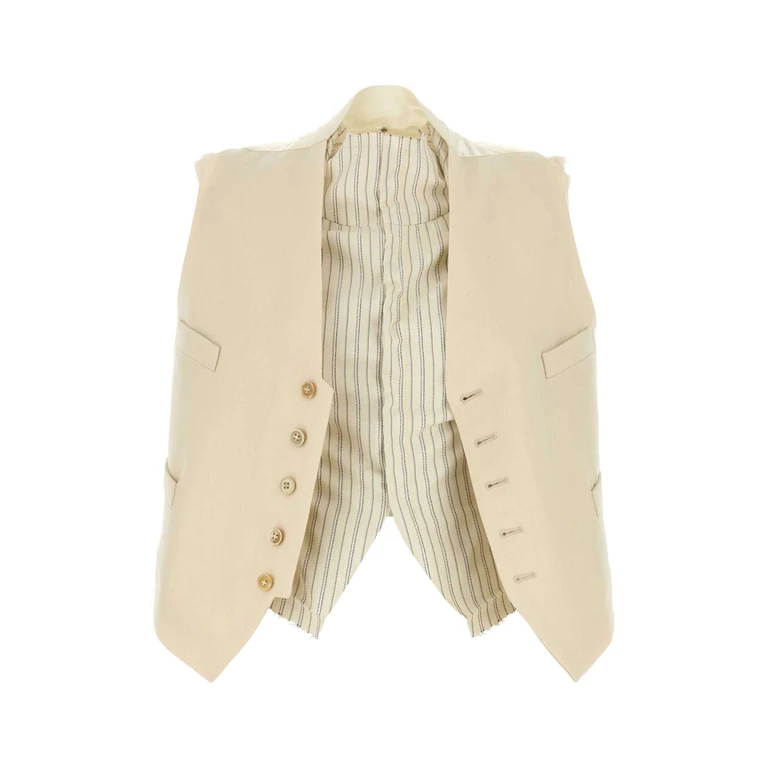 Maison Margiela Cream Wool Vest Ecru Giacche E Gilet - Women