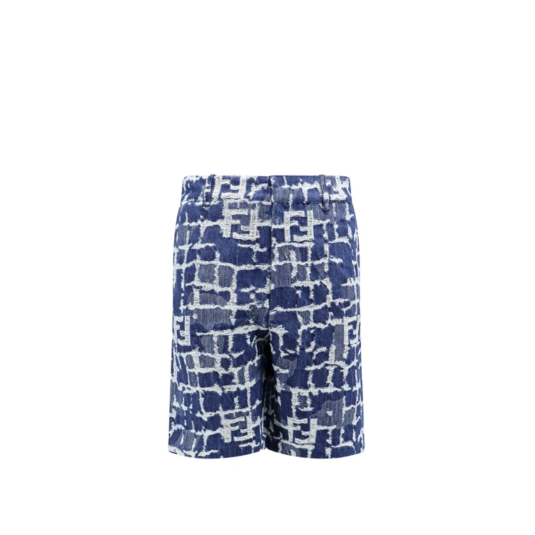 Fendi Blue Denim Ff Short Jeans Trousers