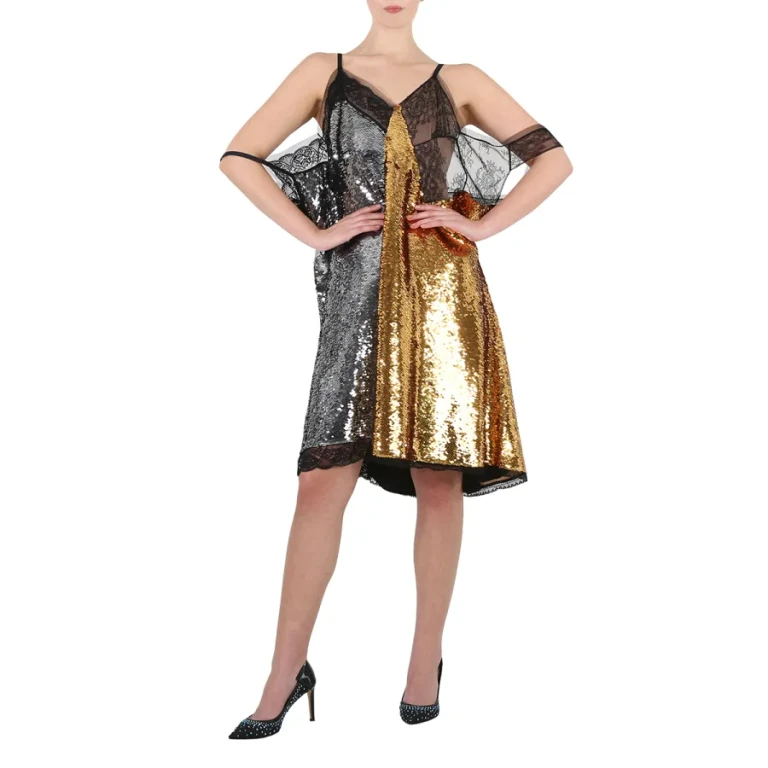 Burberry Ladies Gold Bicolor Sequin Cocktail Dress