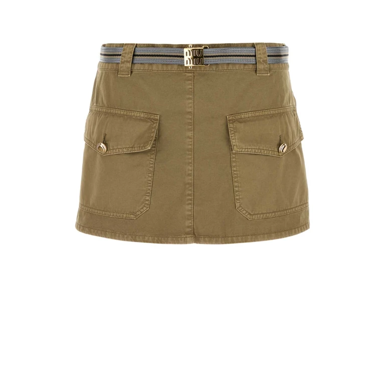 Miu Miu Army Green Cotton Mini Skirt Oliva Exterior: Gonne - Women