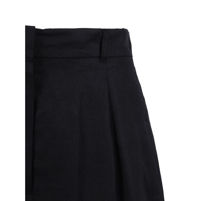 Max Mara Studio SHORTS Black Linen Lining Cotton - Women