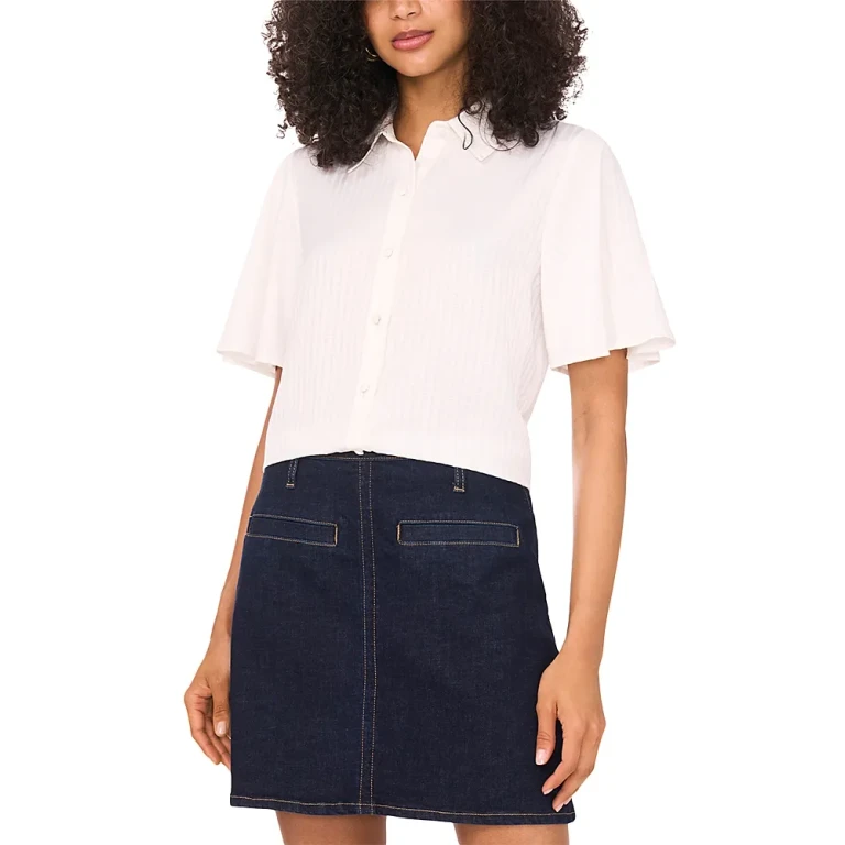 Vince Camuto Flutter Sleeve Collar Button Down Shirt