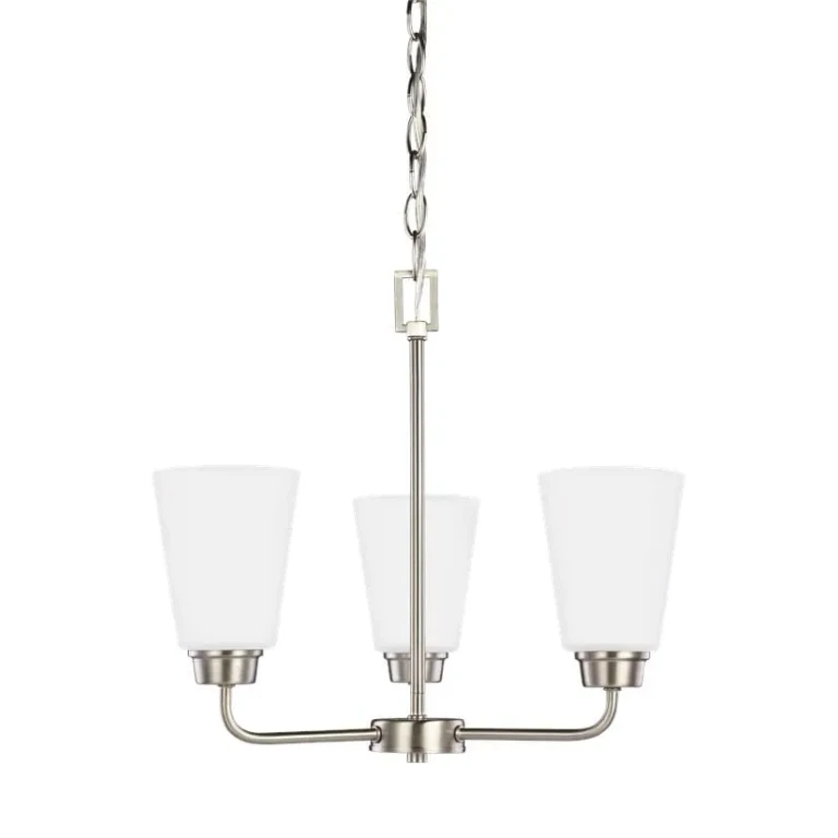 Brushed Nickel Three Light Chandelier from the Kerrville Collection