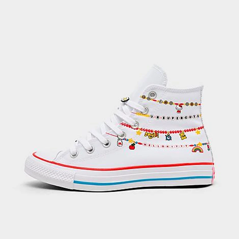 Women's Chuck Taylor All Star x Hello Kitty Supercute High Top Casual Shoes in White/Red/Yellow Size: 5.0