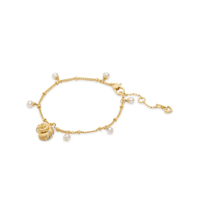 kate spade new york Beachside Pave Shell, Imitation & Cultured Freshwater Pearl Charm Bracelet