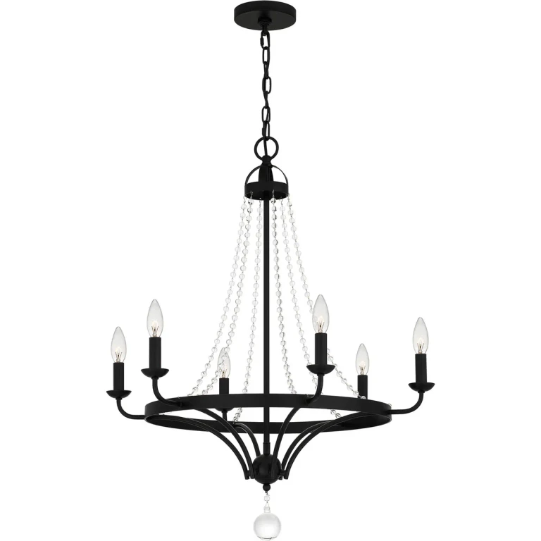 Matte Black Six Light Chandelier from the Adelaide Collection