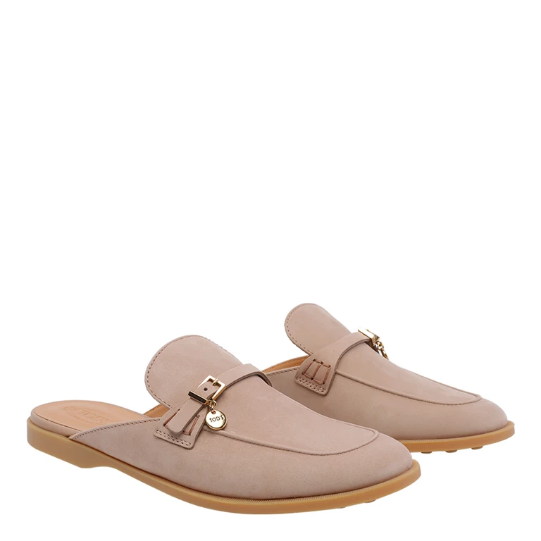 Tod's Tods Flat shoes Pink Suede Leather/rubber Sole - Women