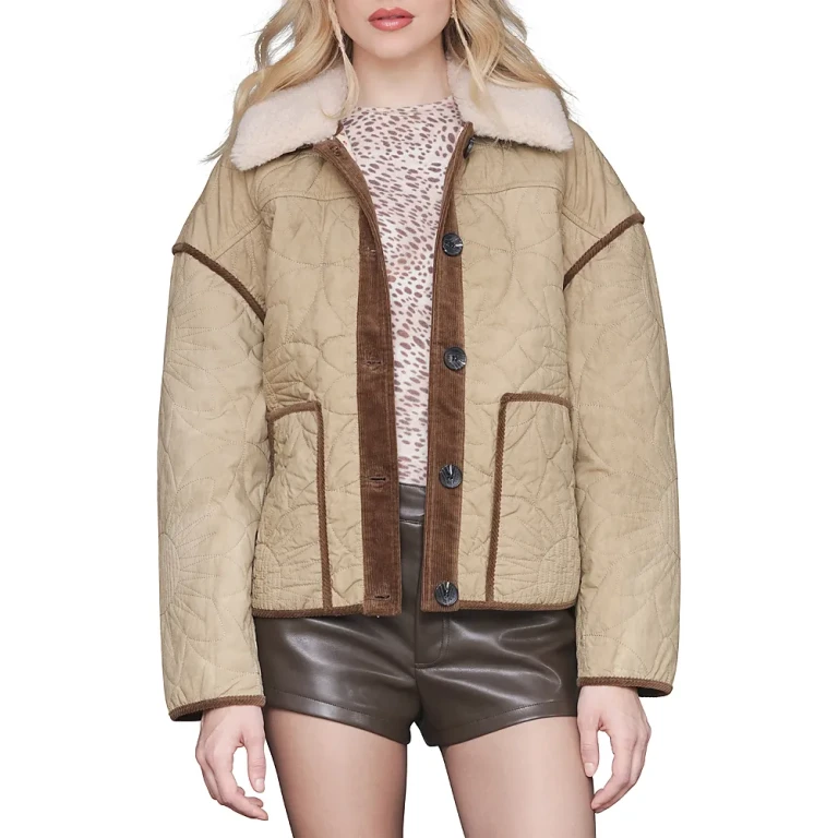 Avec Les Filles Contrast Trim Quilted Jacket