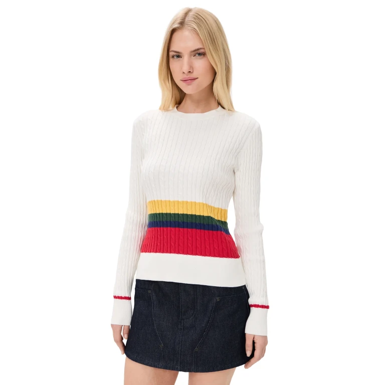 Rowing Blazers Primary Stripe Cable Knit Pullover Multi-Color XS