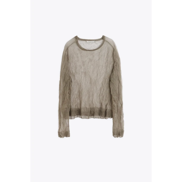 Our Legacy True Roundneck Dove Brown Silk Blend Sheer Pullover - True Roundneck