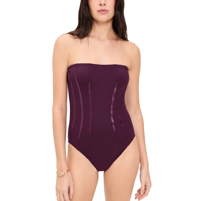 Karla Colletto Andie Bandeau with Shelf Bra Wine 10