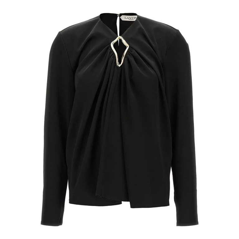 Lanvin 黑色三醋酸纤维混纺衬衫