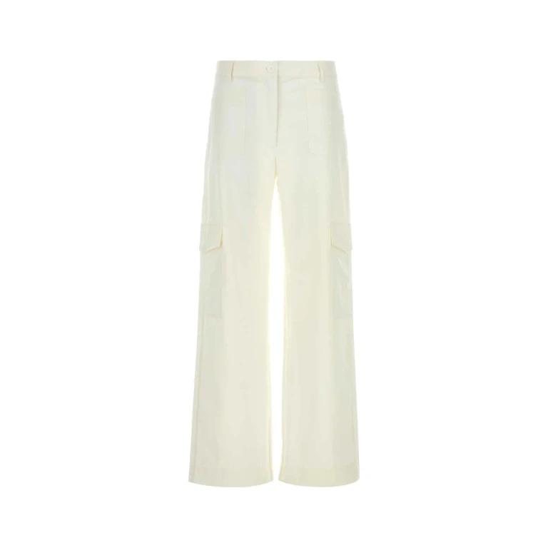 White Stretch Polyester Blend Audrey Cargo Pant Pantaloni - Women