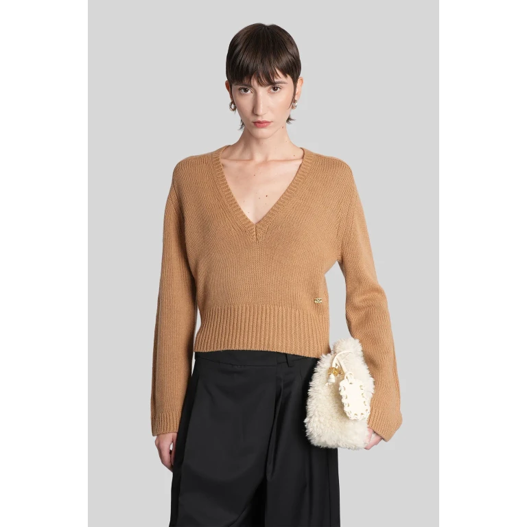 Ganni Knitwear In Brown Wool