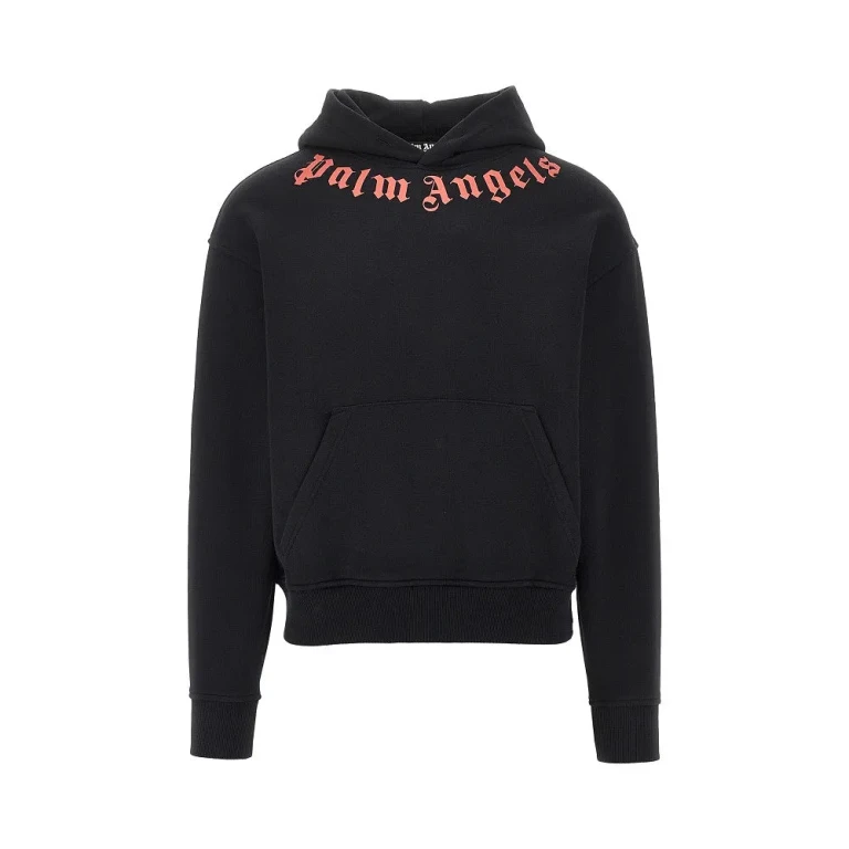 PALM ANGELS Neck logo print hoodie Man S