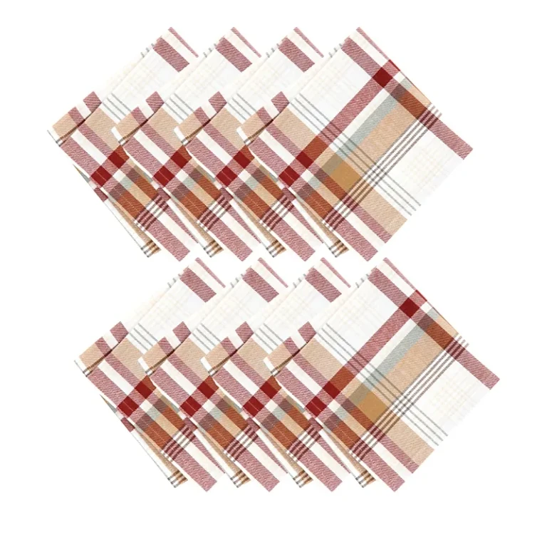 Elrene Home Fashions Seneca Plaid Harvest Cotton Napkins, Set of 8
