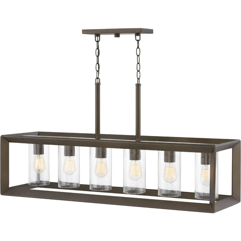 Warm Bronze LED Outdoor Linear Chandelier from the Rhodes Collection