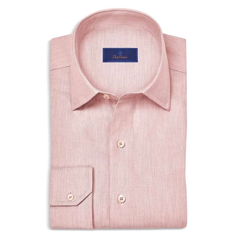 David Donahue Cashmere Blend Twill Solid Sport Shirt
