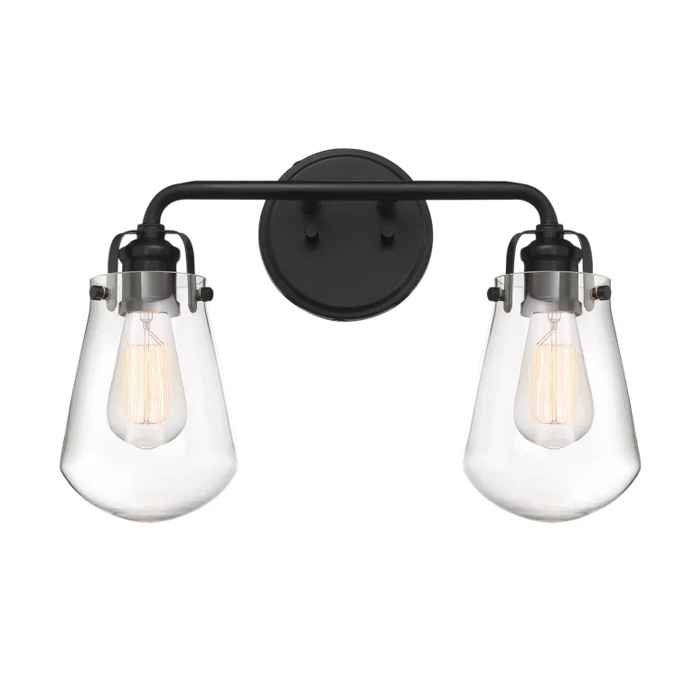 Matte Black Two Light Bath Bar Vanity from the Elliott Collection