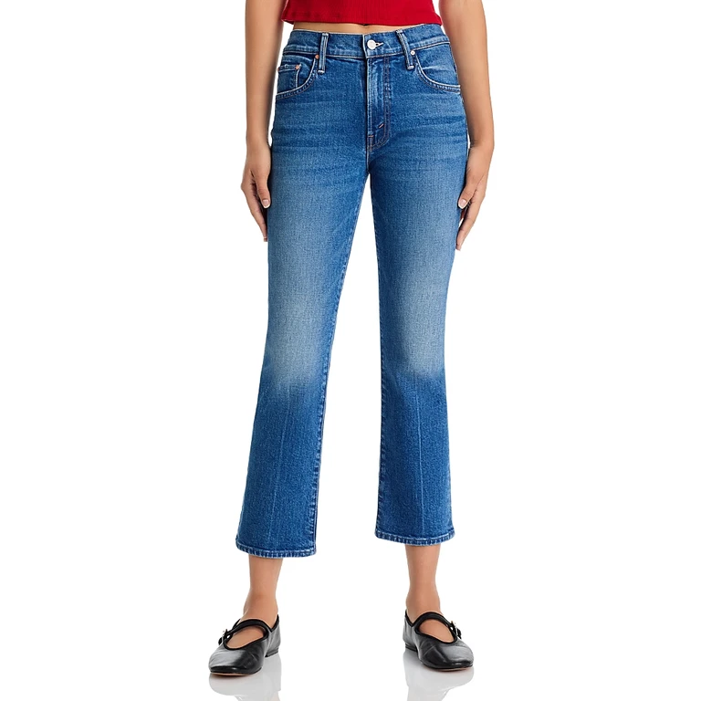Mother Petites Lil Insider High Rise Crop Jeans in Get Two Birds Stoned
