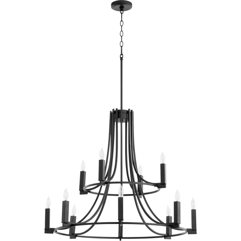 Textured Black 12 Light Chandelier from the Olympus Collection