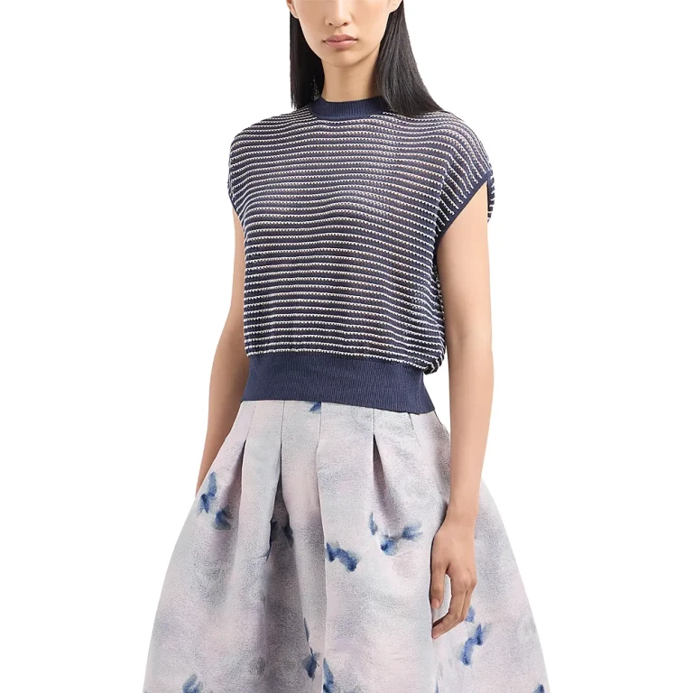 Emporio Armani Striped Cap Sleeve Sweater