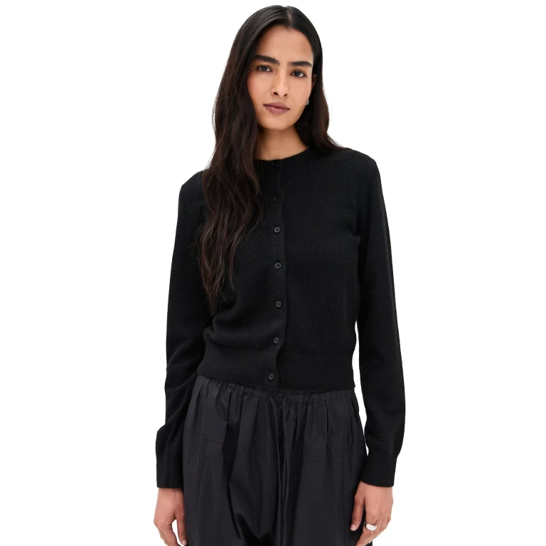 White & Warren Cashmere Crew Neck Cardigan Soft White L