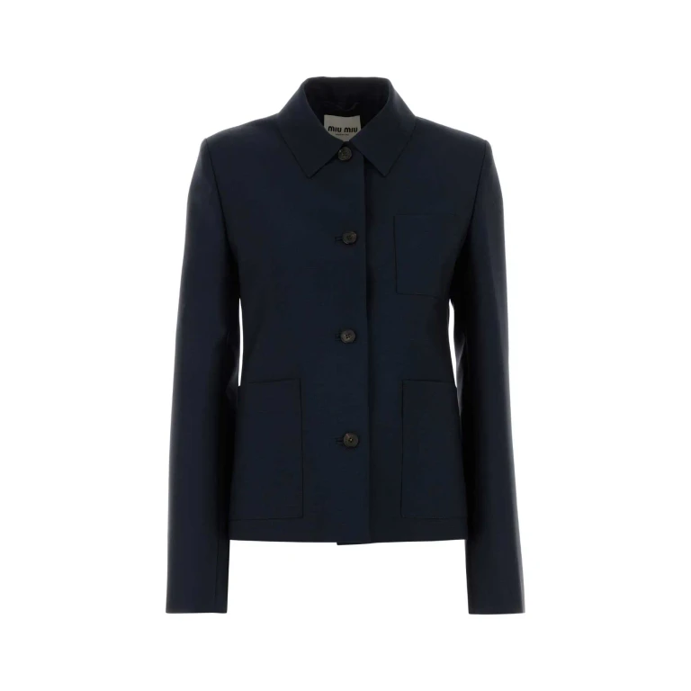Miu Miu Navy Blue Mohair Blend Blazer