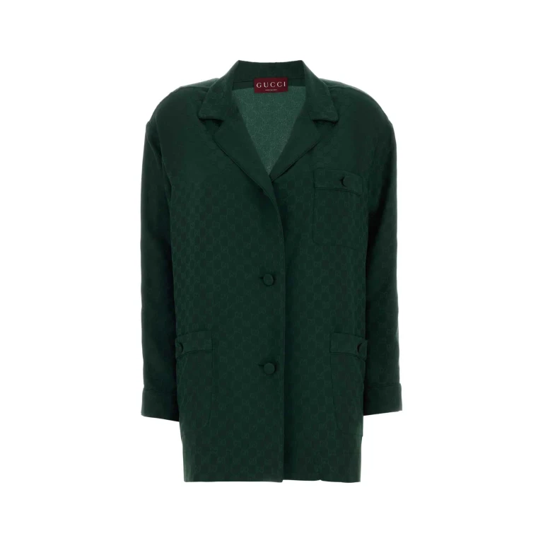 Gucci Bottle Green Gg Silk Shirt