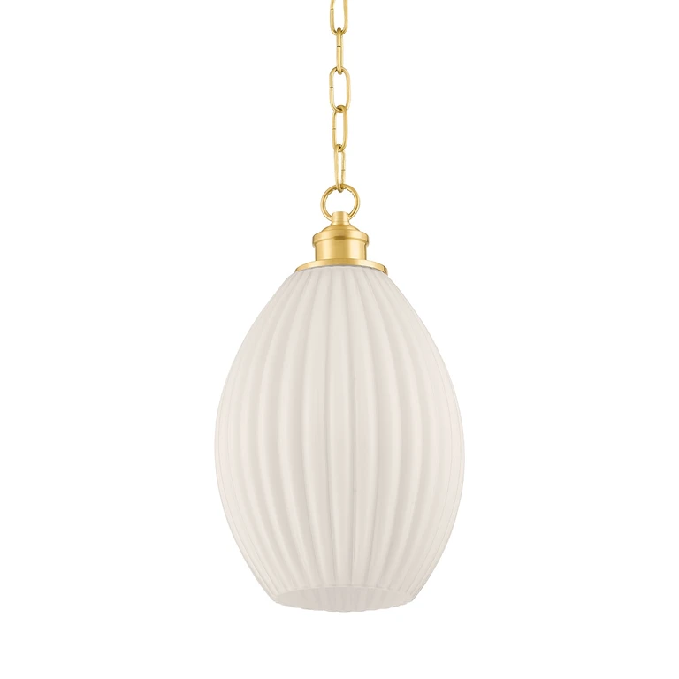 Aged Brass One Light Pendant from the Hillary Collection