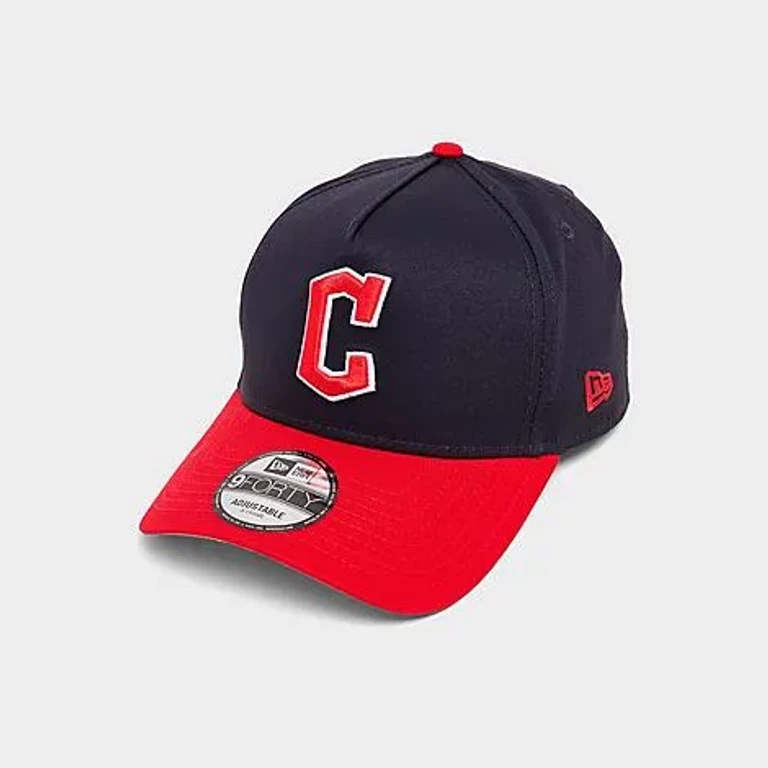 New Era Cleveland Guardians MLB 9FORTY A-Frame Snapback Hat in Dark Navy/Red