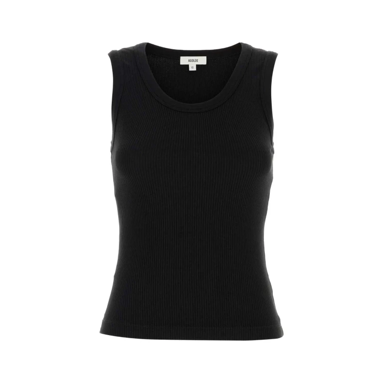 AGOLDE Black Stretch Cotton Blend Tank Top